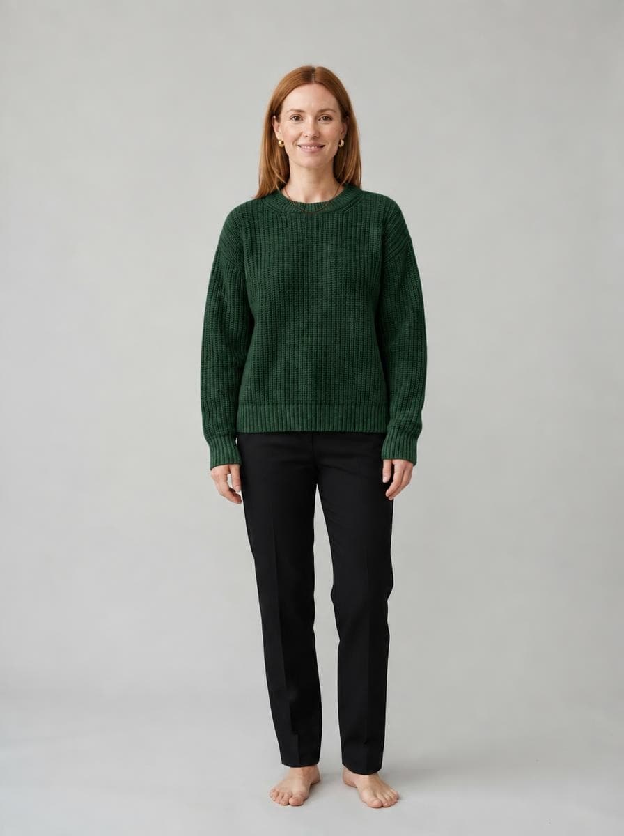 Knit sweater, forest green, made by Acuarela from the oatmeal photo